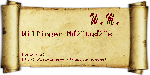 Wilfinger Mátyás névjegykártya